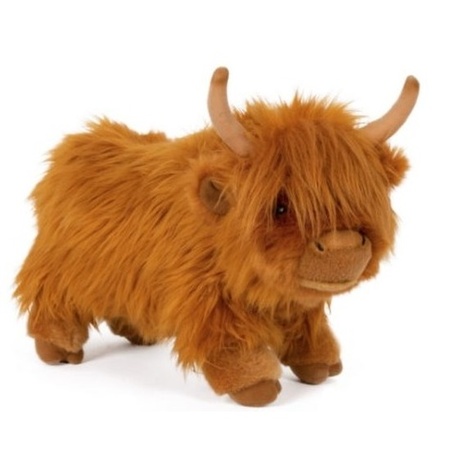 Plush brown highlander cow cuddle toy 30 cm