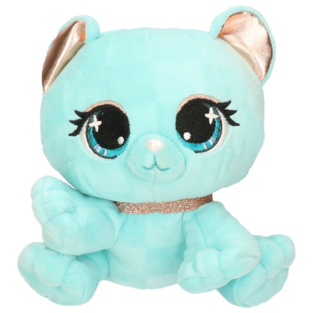 Soft toy animal P-Lushes Pets cat aqua blue 15 cm