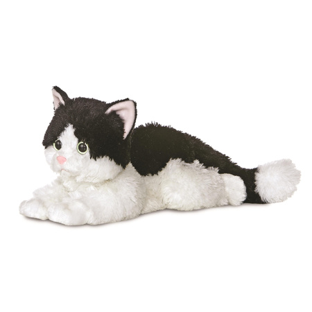 Pluche dieren knuffels zwart/witte kat van 30 cm