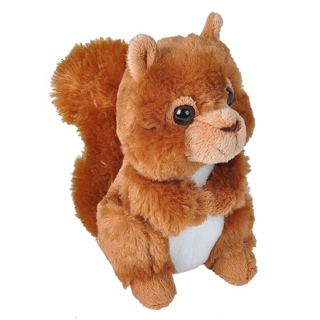 Wild Republic Pluche eekhoorn knuffel - rood - 18 cm - speelgoed - bosdieren