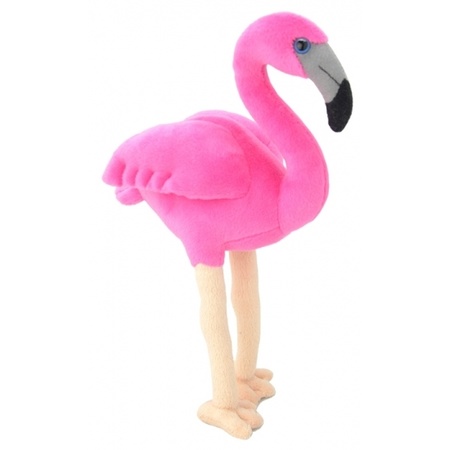 Pluche knuffel flamingo 31 cm met A5-size Happy Birthday wenskaart