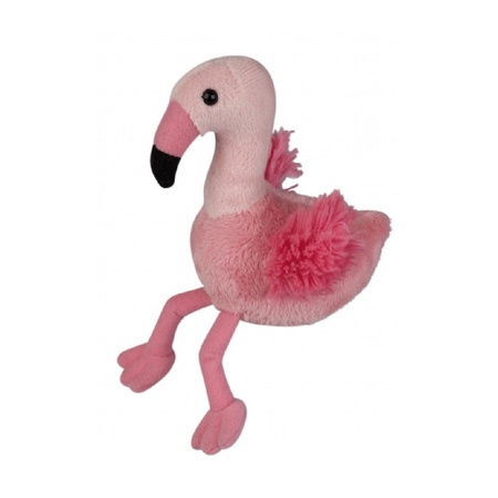 Pluche knuffel flamingo 15 cm met A5-size Happy Birthday wenskaart
