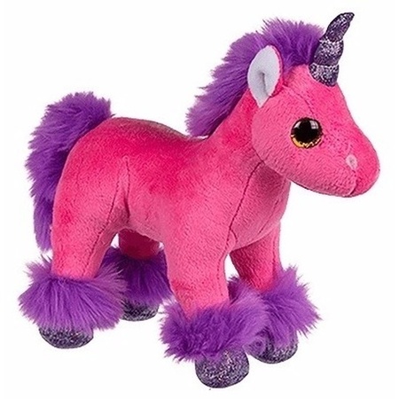 Plush fuchsia unicorn toy 18 cm
