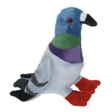 Plush coloured pigeon bird cuddle toy 19 cm
