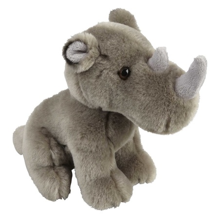 Knuffeldieren set olifant en neushoorn pluche knuffels 18 cm