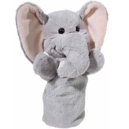 Plush grey elephant hand puppet 25 cm cuddle toy