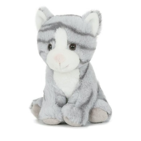 Grey plush cat sof toy/cuddle 18 cm