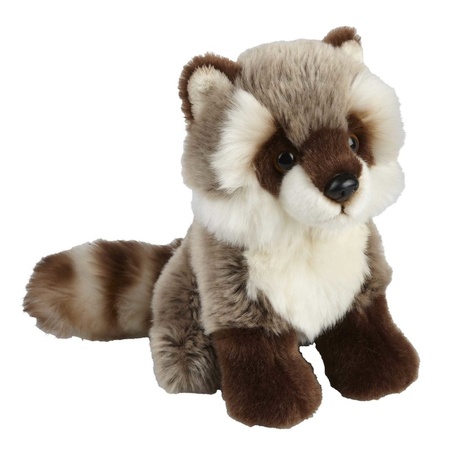 Plush grey raccoon cuddle toy 18 cm