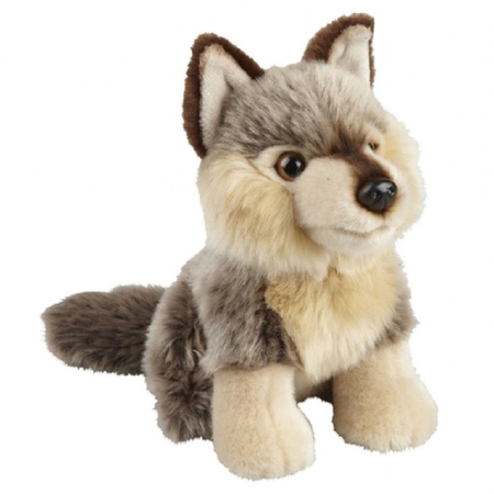 Plush grey wolf cuddle toy 18 cm