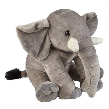 Plush grey sitting elephant cuddle toy 38 cm