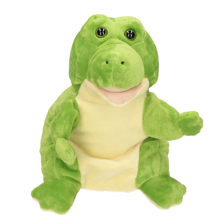 Plush green crocodile hand puppet 30 cm cuddle toy