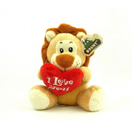 Plush I love you lion cuddle toy brown 14 cm