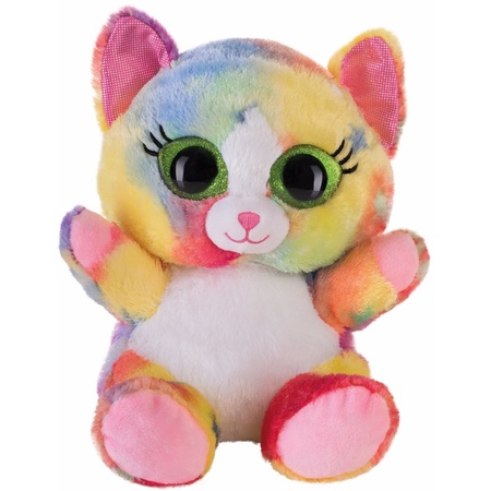 Plush pink cat cuddly toy 20 cm