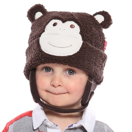 Soft monkey hat for kids dark brown