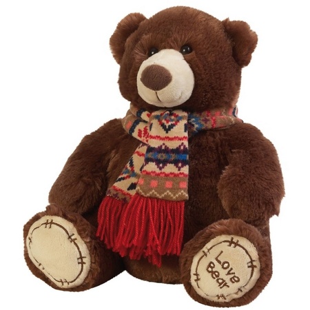 Plush teddy bear brown with shawl 65 cm