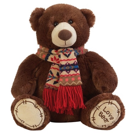 Plush teddy bear brown with shawl 65 cm