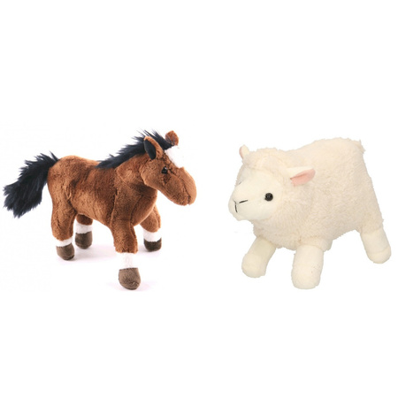 Soft toy farm animals set Sheep/Lamb and Horse 20 cm