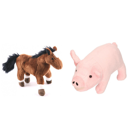 Soft toy farm animals set Pig and Horse 20 cm