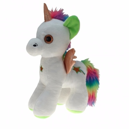Plush soft toy unicorn white 35 cm with A5 Happy Birthday postcard