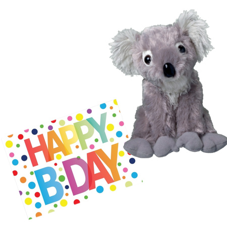 Plush soft toy koala bear 20 cm with an A5-size Happy Birthday postcard