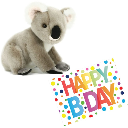 Plush soft toy koala bear 20 cm with an A5-size Happy Birthday postcard