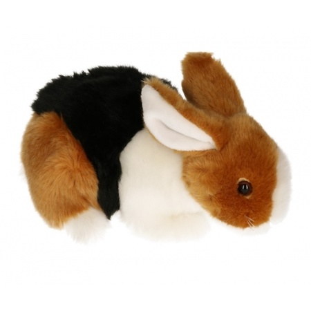 Pluche haas/konijn knuffeltje bruin/zwart/wit 20 cm
