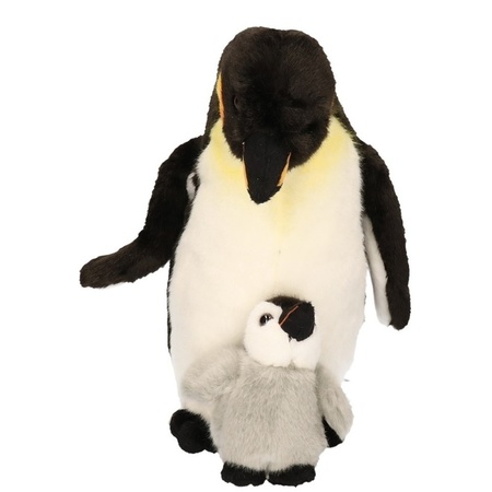 Plush penguin with baby 32 cm