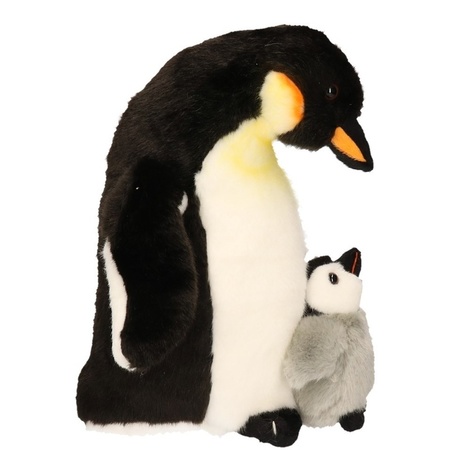 Plush penguin with baby 32 cm