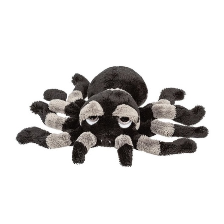 Suki gifts Pluche knuffel spin - tarantula - zwart/grijs - 22 cm - speelgoed