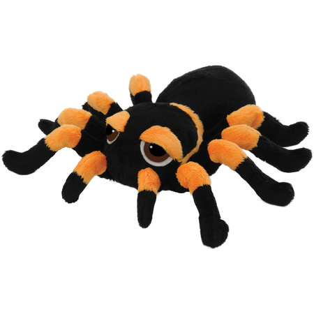 Plush soft toy spider - tarantula - black/orange - 22 cm - with big eyes