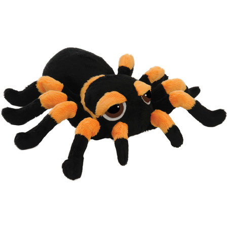 Suki gifts Pluche knuffel spin - tarantula - zwart/oranje - 22 cm - speelgoed