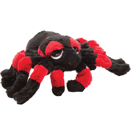 Plush soft toy spider - tarantula - black/red - 13 cm - with big eyes