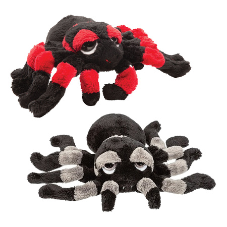 Plush soft toy spiders - 2x - tarantula - colours - 13 cm - with big eyes