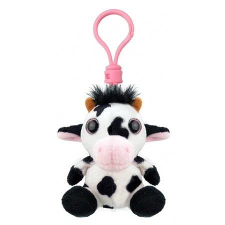 Pluche knuffel koe sleutelhanger 9 cm
