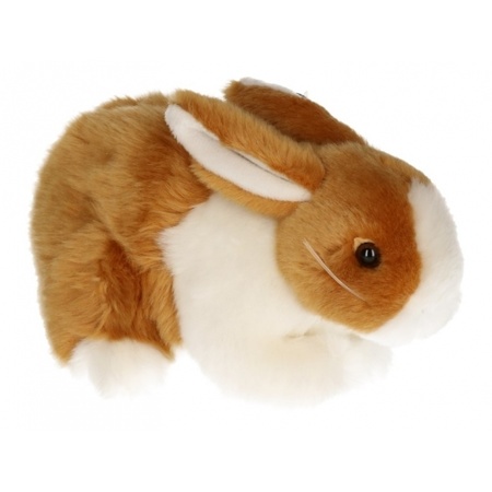 Pluche haas/konijnen knuffeltje bruin/wit 20 cm