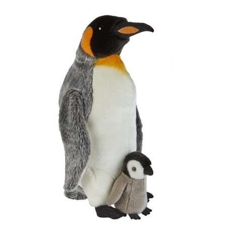 Plush king penguin with chick cuddle toy 50 cm