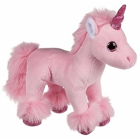 Plush light pink unicorn toy 18 cm