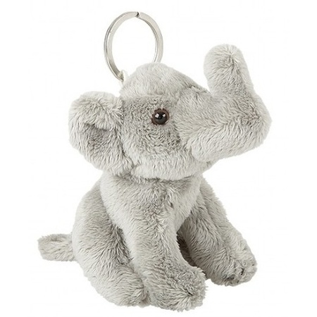 Plush soft toy grey elephant key ring 10 cm