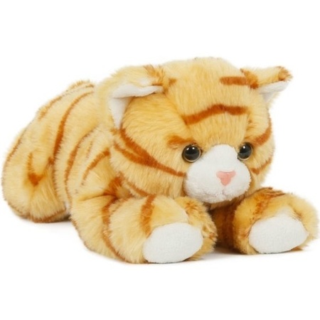 Orange/red plush cat sof toy/cuddle 25 cm