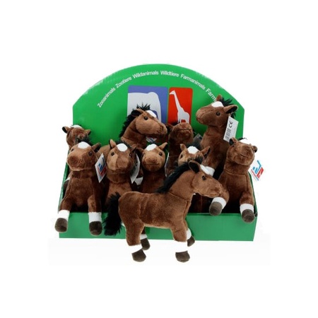 Pluche knuffel boerderijdieren set Schaap/lammetje en Paard van 20 cm