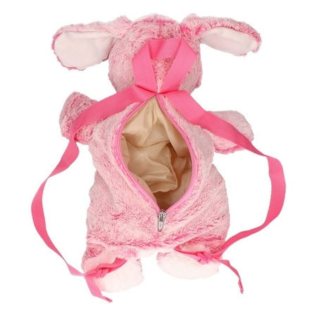 Pluche roze konijn/haas rugzak 20 x 36 cm