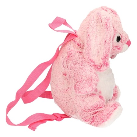 Pluche roze konijn/haas rugzak 20 x 36 cm
