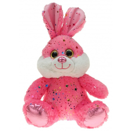 Pluche roze paashaas/hazen knuffeldier met sterretjes 25 cm speelgoed