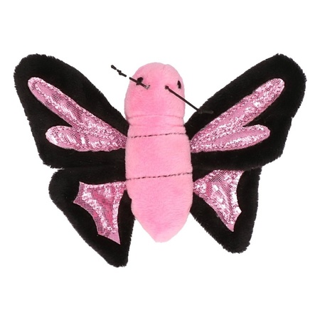 Knuffel roze vlinder 10 cm