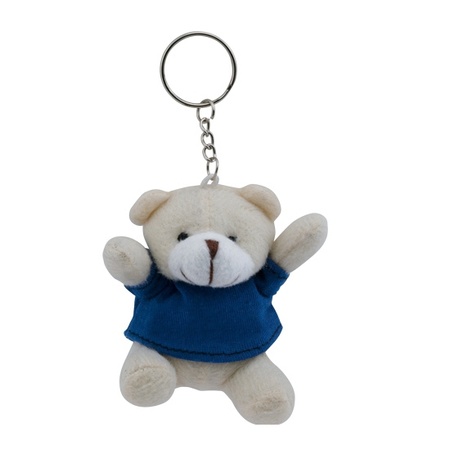 Teddybeer knuffel sleutelhangertje blauw 8 cm