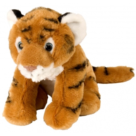 Pluche dieren knuffel tijger 20 cm met Happy Birthday wenskaart