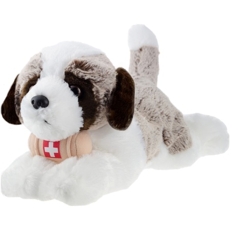Plush white/brown Saint Bernard dog cuddle toy 32 cm