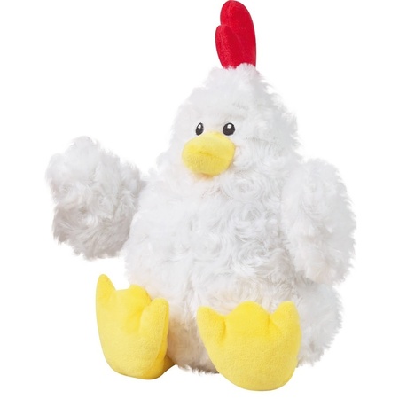 Soft toy chicken/rooster white 23 cm with yellow chicklet 12 cm