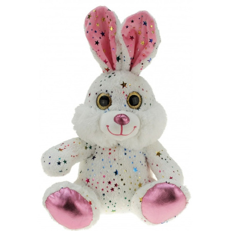 Plush white easter bunny with stars 25 cm toy