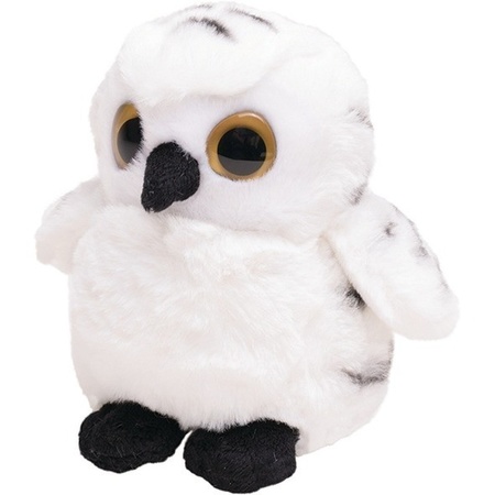 Plush white snowy owl cuddle toy 13 cm